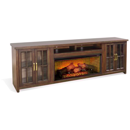 98" Media Console With Electric Fireplace