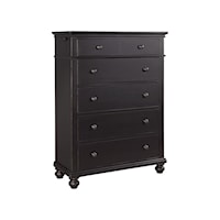 Transitional 5-Drawer Chest with Valet Rods