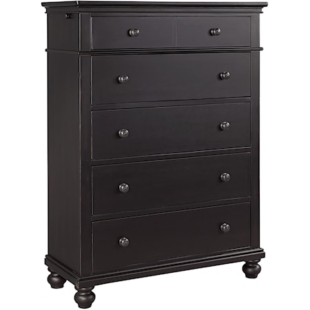 Transitional 5-Drawer Chest with Valet Rods