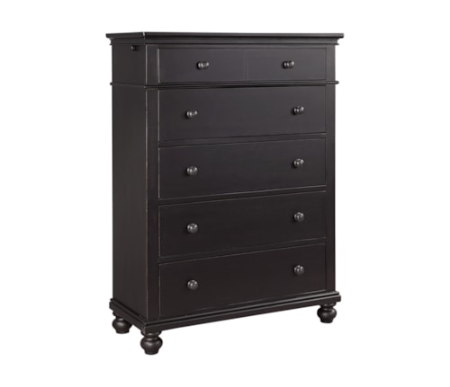 Traditional 5-Drawer Bedroom Chest with Valet Rods