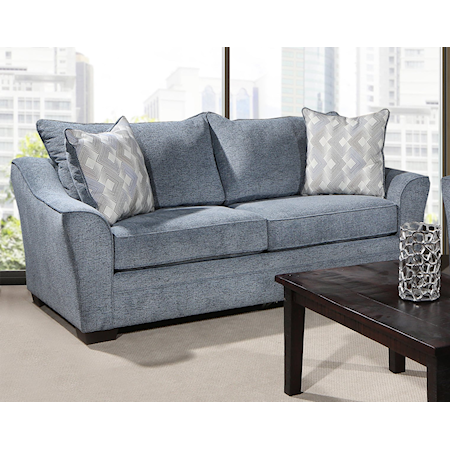 Transitional Loveseat with Tapered Flare Arms