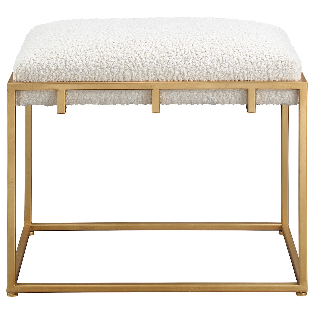 Uttermost Paradox Paradox Small Gold & White Shearling Bench