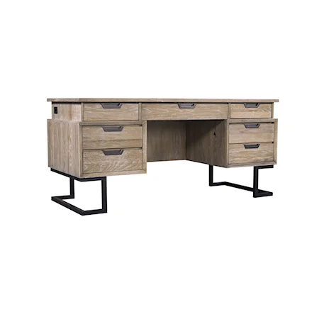 Contemporary 66" Executive Desk with A/C Outlets and Wire Management
