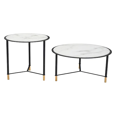 Set of 2 Davis Coffee Tables Black & White