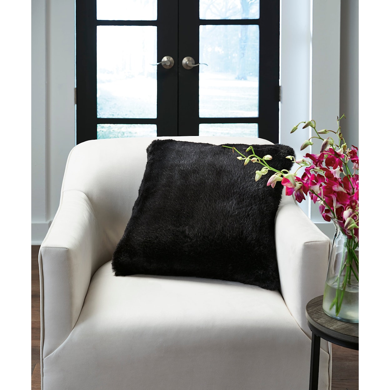 Ashley Furniture Signature Design Gariland Gariland Black Faux Fur Pillow