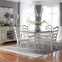 Relaxed Vintage 5-Piece Leg Table Set
