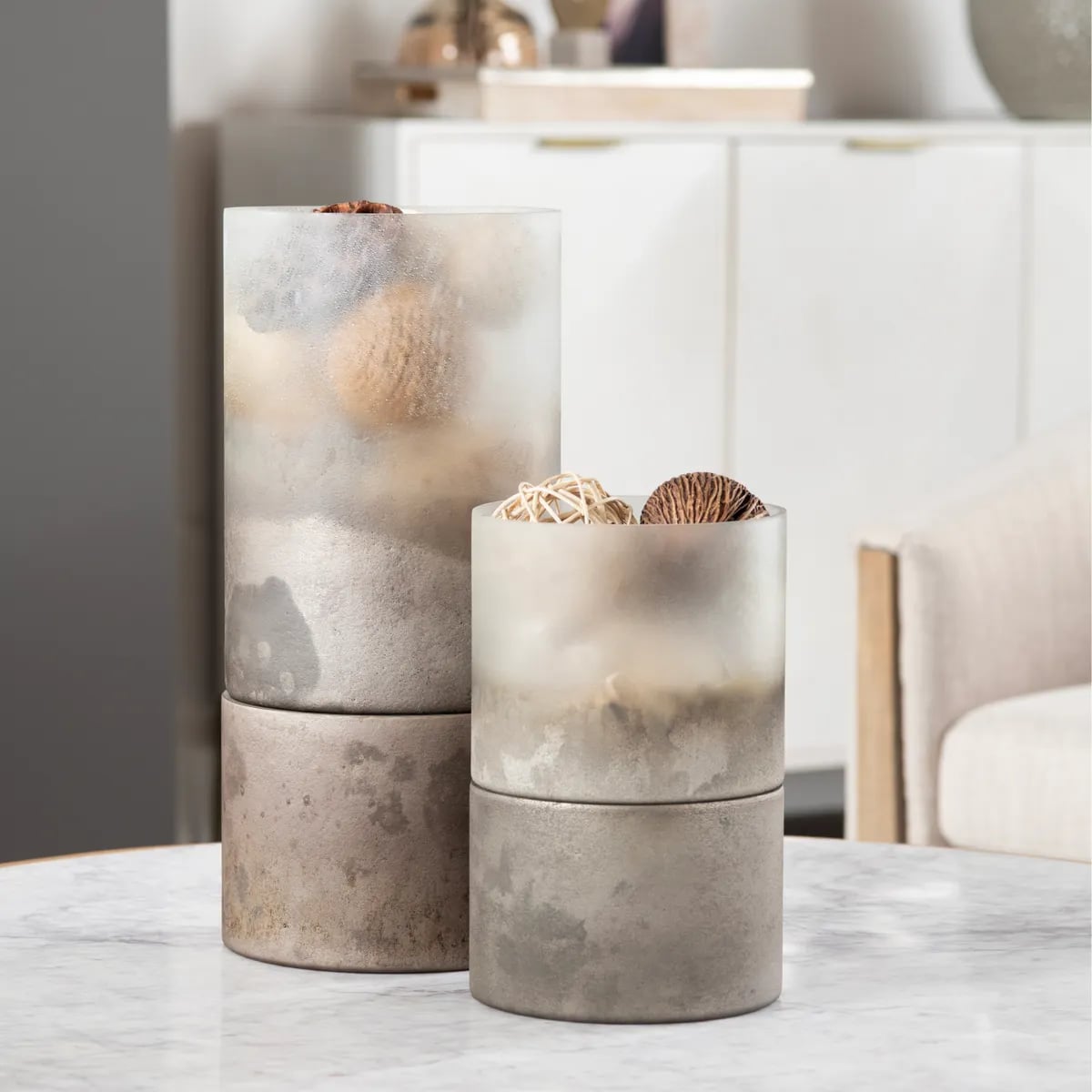 Ellery Large Metallic Smoke Hurricane Globes