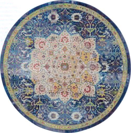 6'  Blue Round Rug