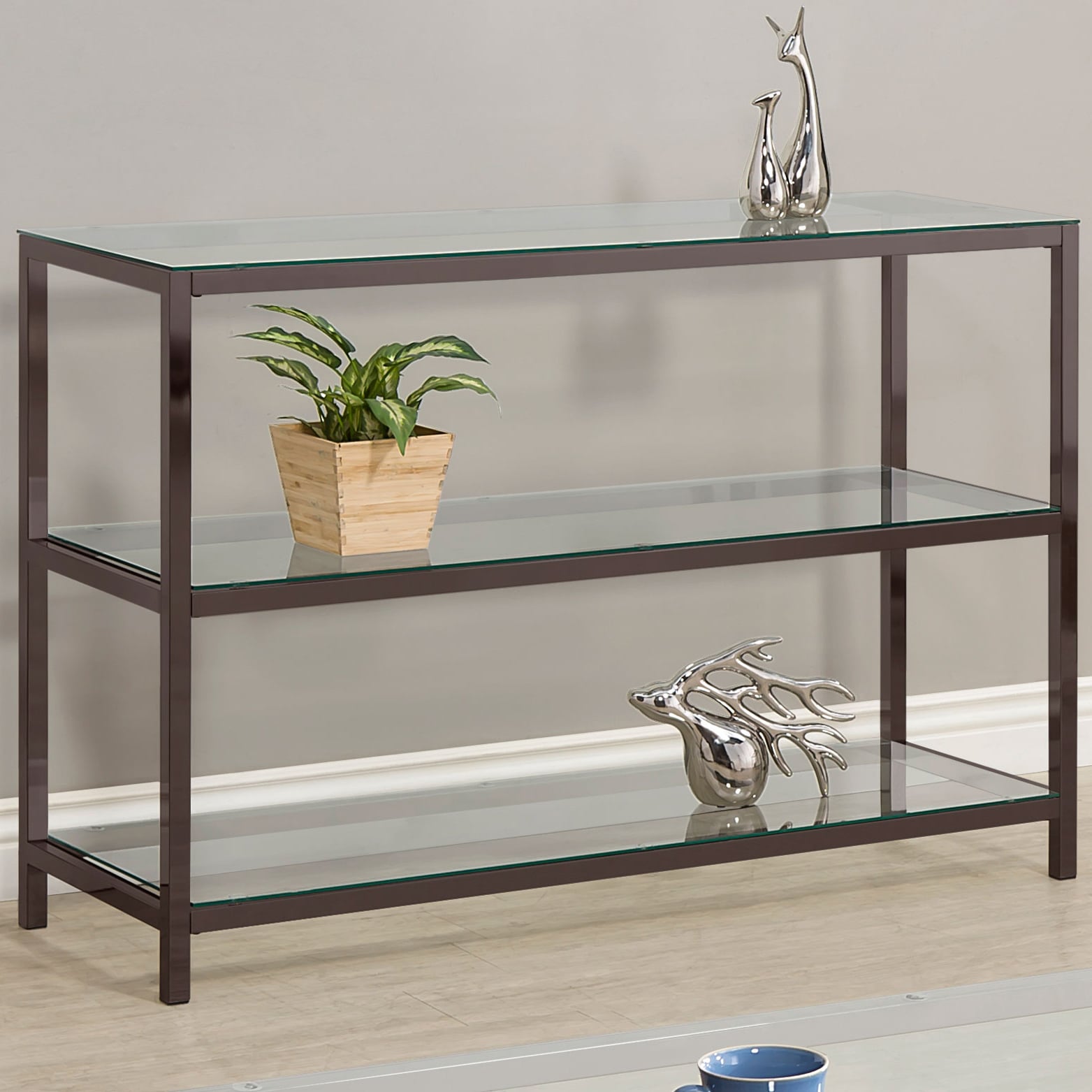 Trini 2-shelf Glass Top Console Table