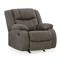 Contemporary Rocker Recliner with Pillow Armrests