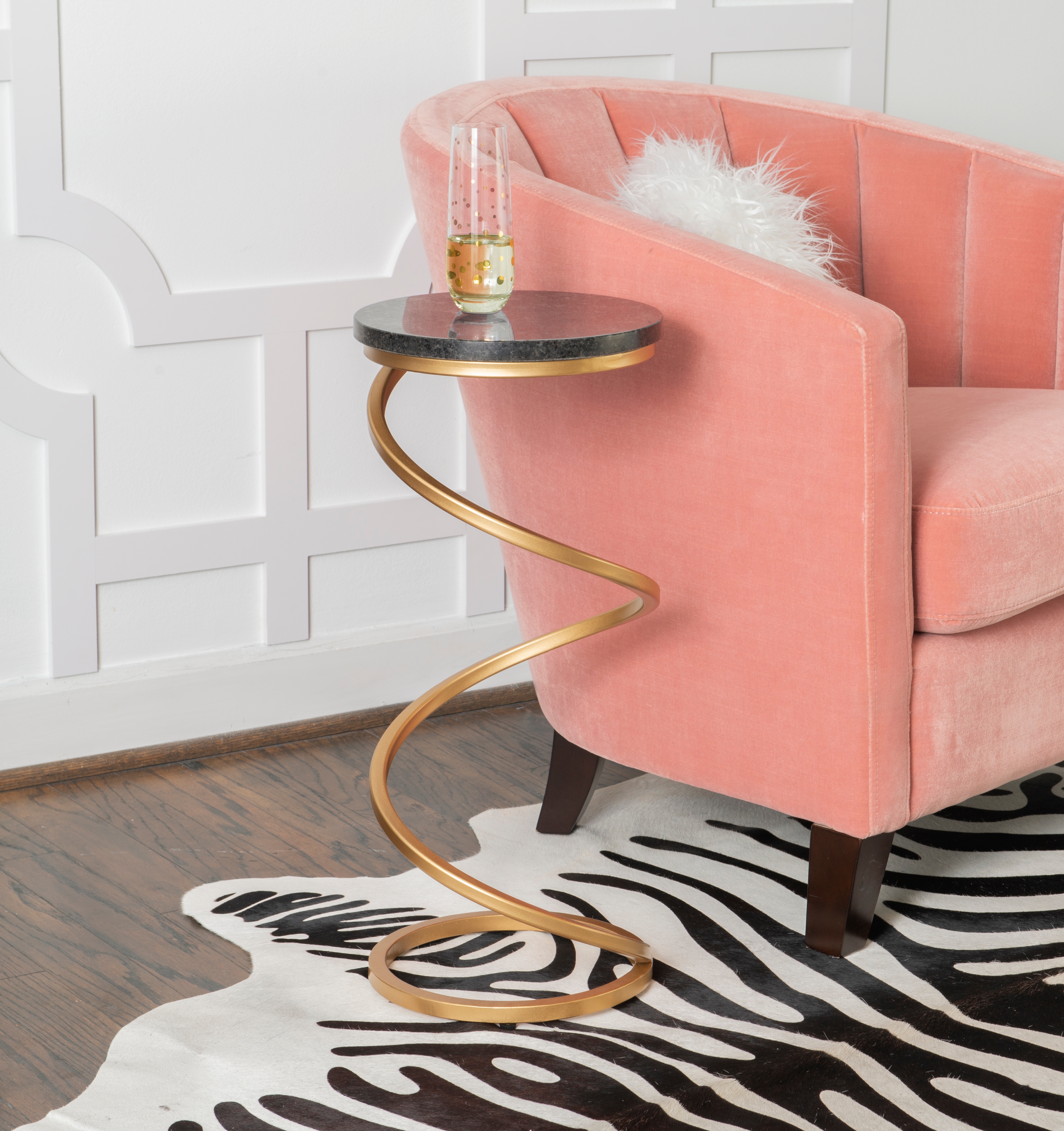 Spiral Drink Table Black Granite