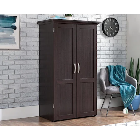 Transitional 2-Door Craft Armoire with Drop Leaf Extension and Power Outlets