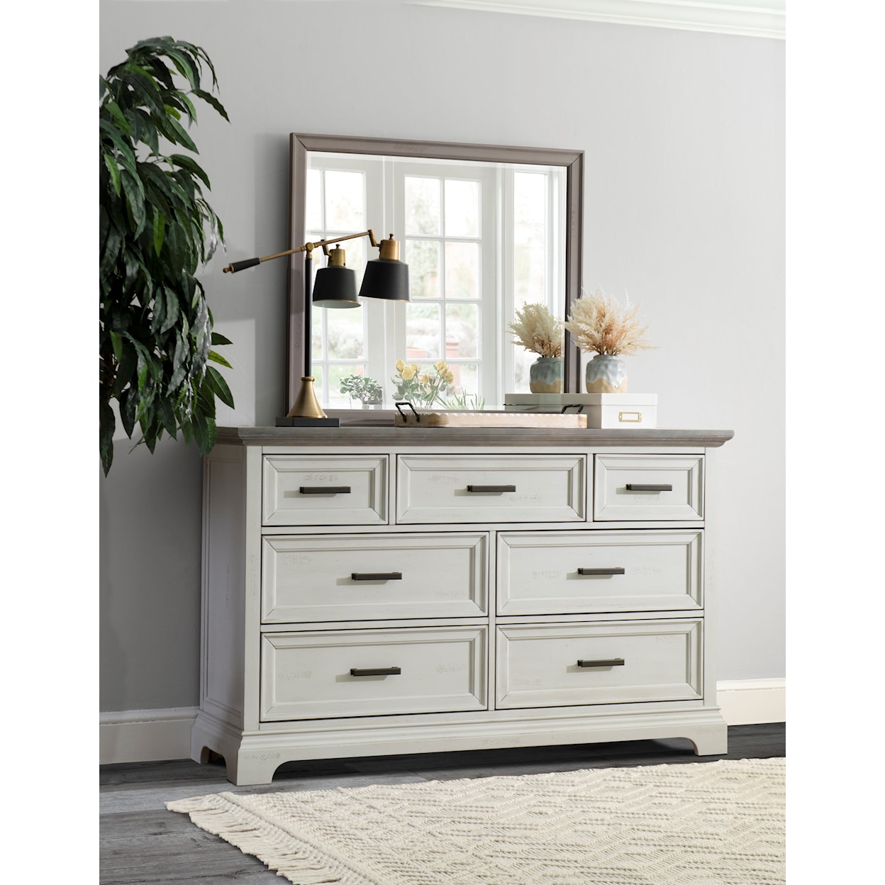 Carolina Dinette Summit 7-Dresser in Mist & Heather Gray