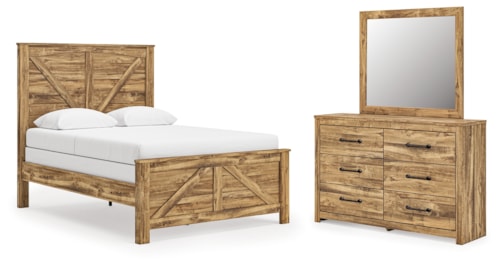 Queen Crossbuck Panel Bed, Dresser And Mirror
