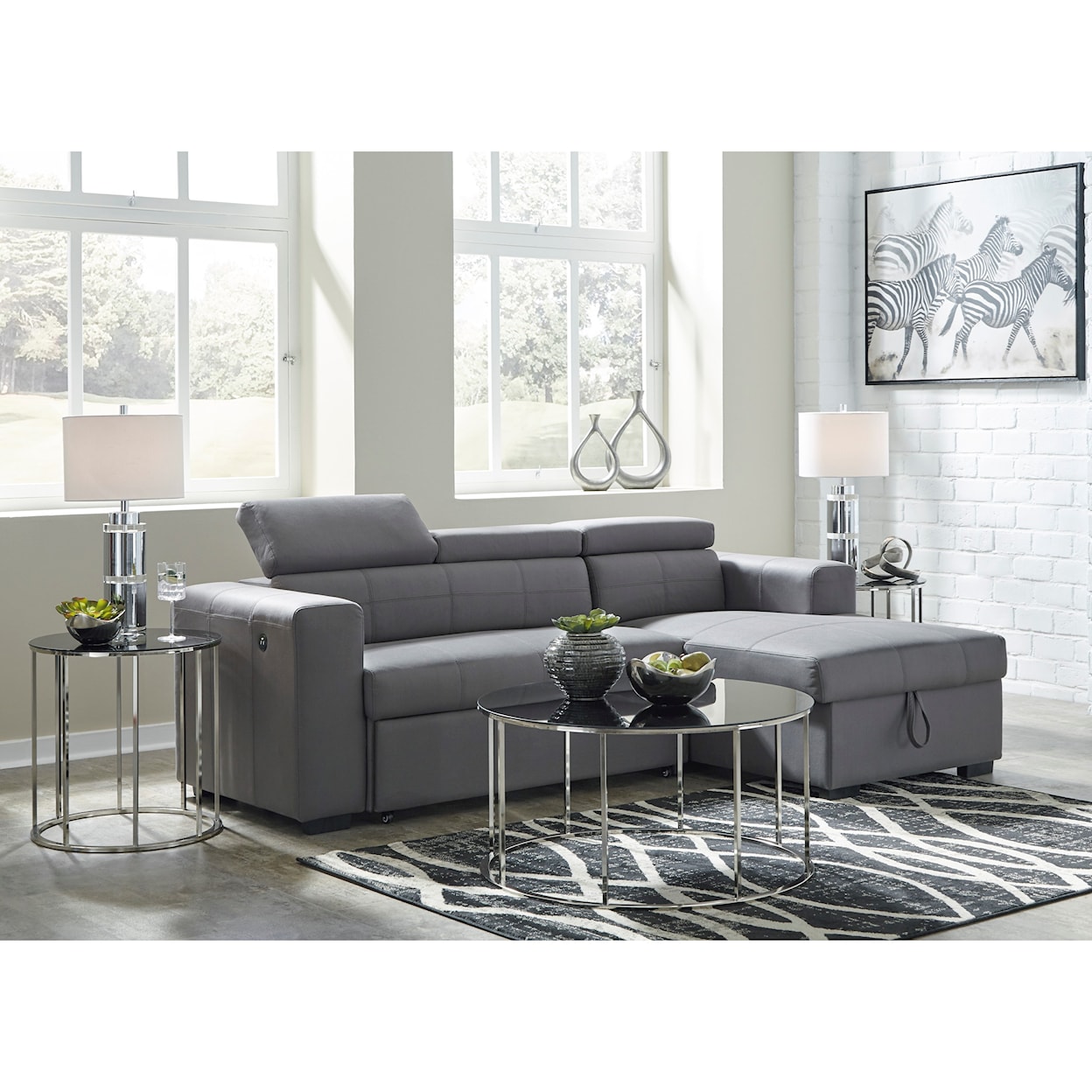 Benchcraft Salado 2-Pc Sectional w/ Sleeper & Storage Chaise