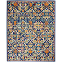 7'10" x 9'10" Navy Multicolor Rectangle Rug