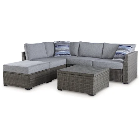 Outdoor Sectional Set with Ottoman & Table