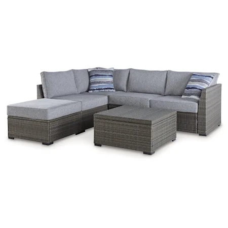 Outdoor Loveseat Sectional/Ottoman/Table Set (Set of 4)