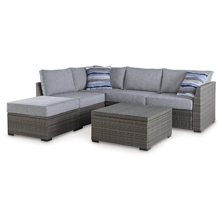 Outdoor Sectional Set with Ottoman & Table