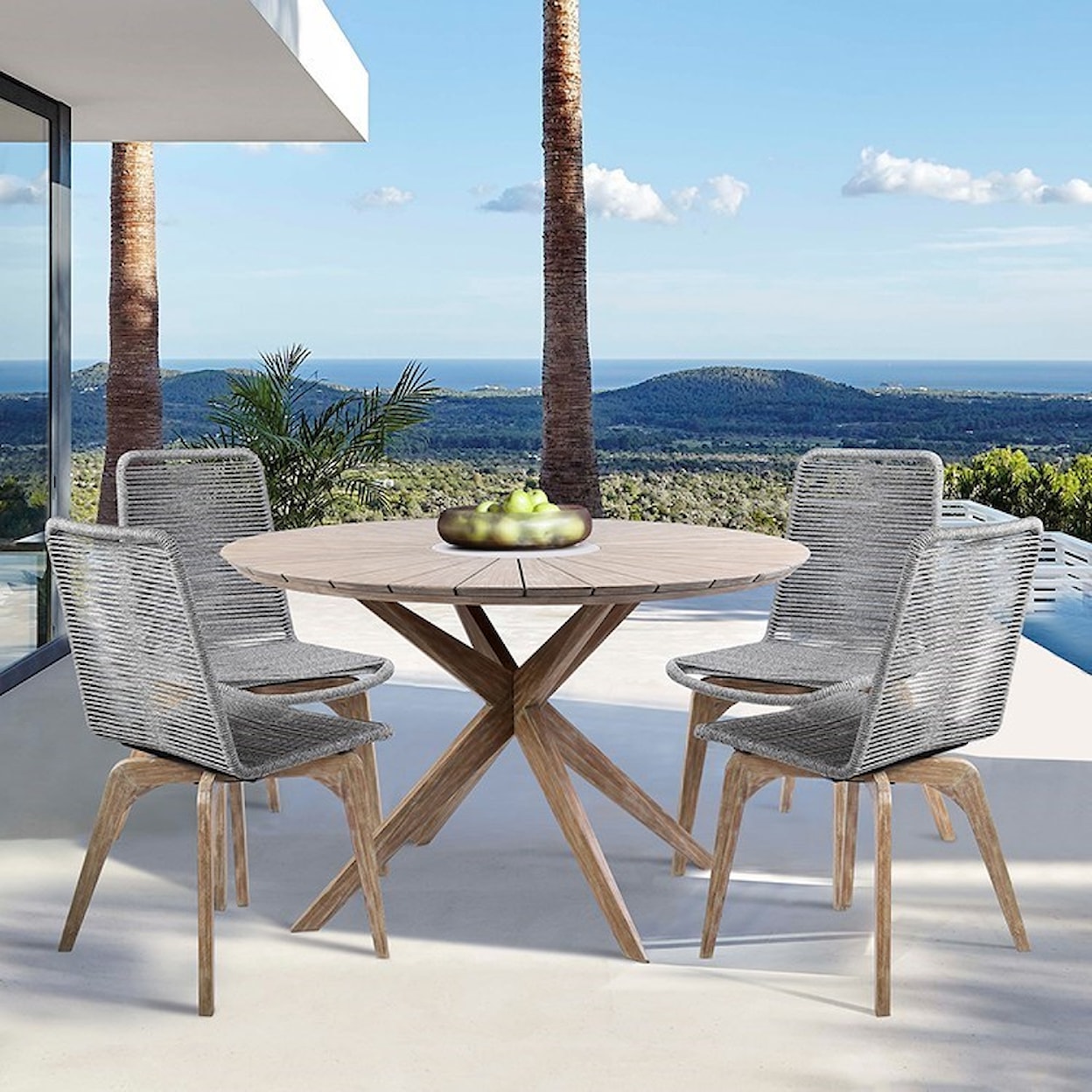 Armen Living Island Outdoor Patio Dining Chair - Set of 2