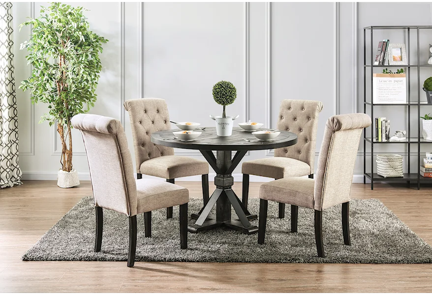 Alfred 5 Pc. Round Dining Table Set by Furniture of America at Dream Home Interiors
