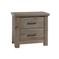 Transitional Rustic 2-Drawer Nightstand