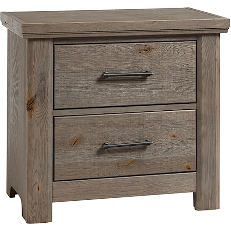 Transitional Rustic 2-Drawer Nightstand