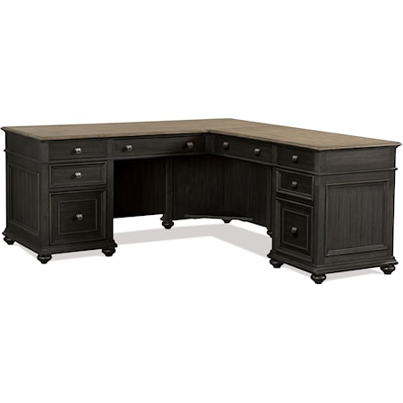 Traditional Two-Tone L-Desk And Return