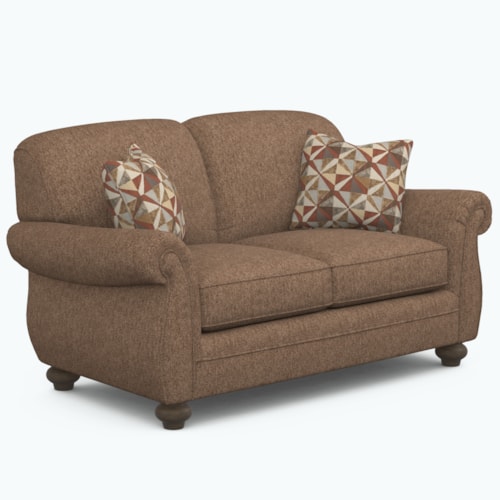 Transitional Loveseat with Bun Feet