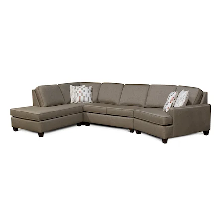 Contemporary 3-Piece Sectional with Track Arms