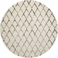 8'  Ivory/Grey Round Rug