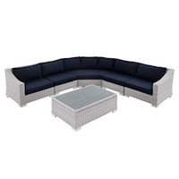 Sunbrella® Outdoor Patio Wicker Rattan 6-Piece Sectional Sofa Set