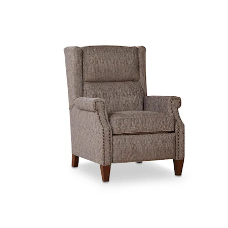 Transitional High Leg Push-Back Recliner with Wing Back