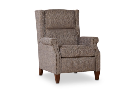 Transitional High Leg Push-Back Recliner with Wing Back