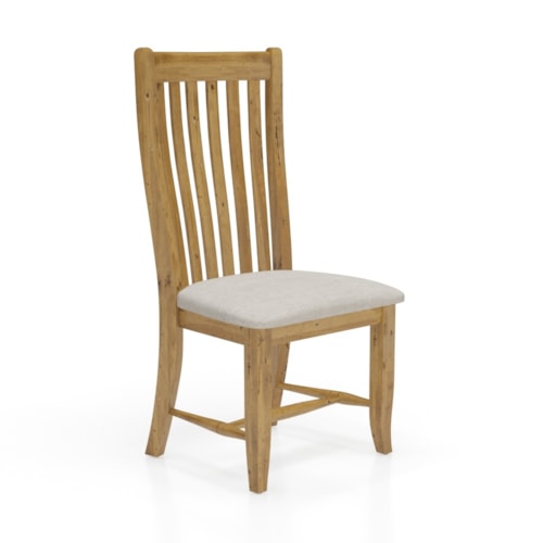 Rustic Farmhouse Spindle-Back Dining Chair with Upholstered Seat
