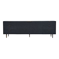 Contemporary 6-Drawer Sideboard with Adjustable Shelves