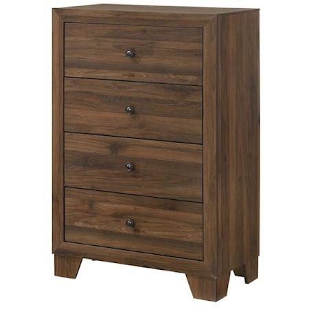 Transitional 4-Drawer Chest with Metal Hardware