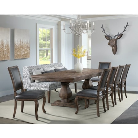 8-Piece Table and Chair Set with Bench