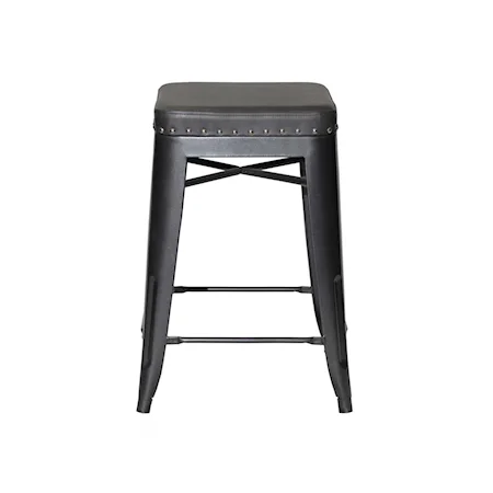 Industrial Backless Counter Stool with Nailhead Trim 