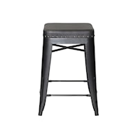 Industrial Backless Counter Stool with Nailhead Trim