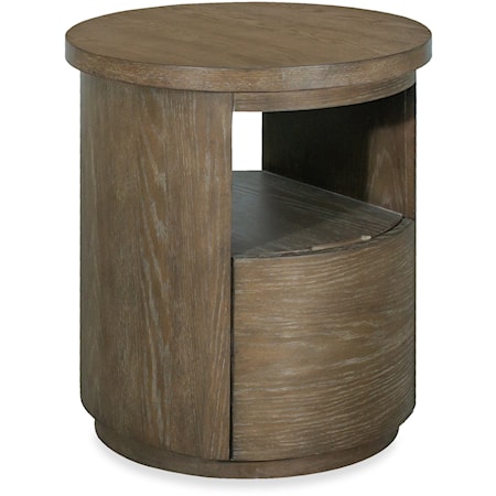 Mid-Century Modern 1-Drawer Round End Table