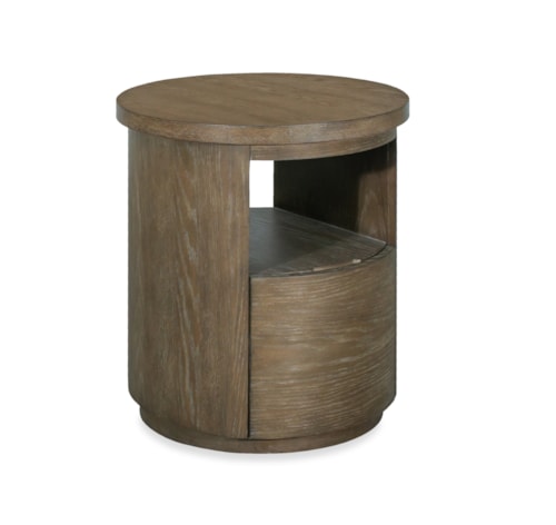 Elizabeth Mid-Century Modern 1-Drawer Round End Table