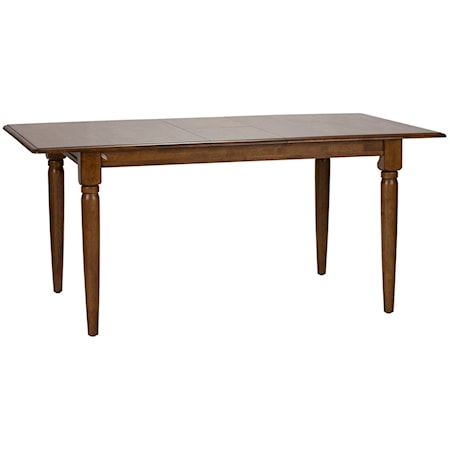 Transitional Dining Table with One 12 Inch Leaf and Turned Legs