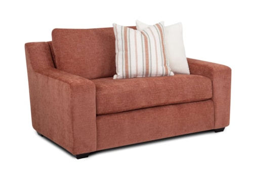 Transitional Snuggler Chair with Throw Pillows
