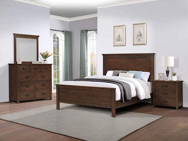 Rustic Bedroom Set - Queen Size - Dark Brown