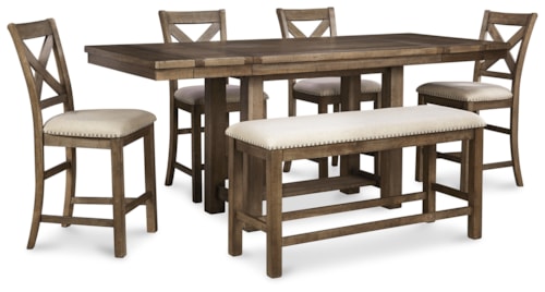 Moriville Counter Height Dining Table With 4 Barstools And Bench