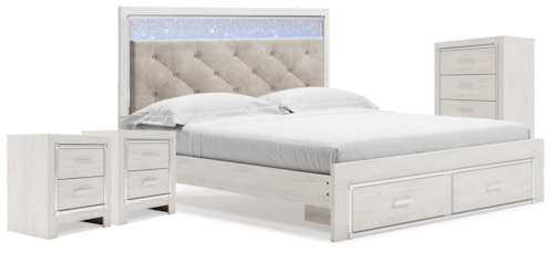King Storage Bed, Chest And 2 Nightstands