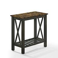 Contemporary End Table with Shelf and Faux Marble Top
