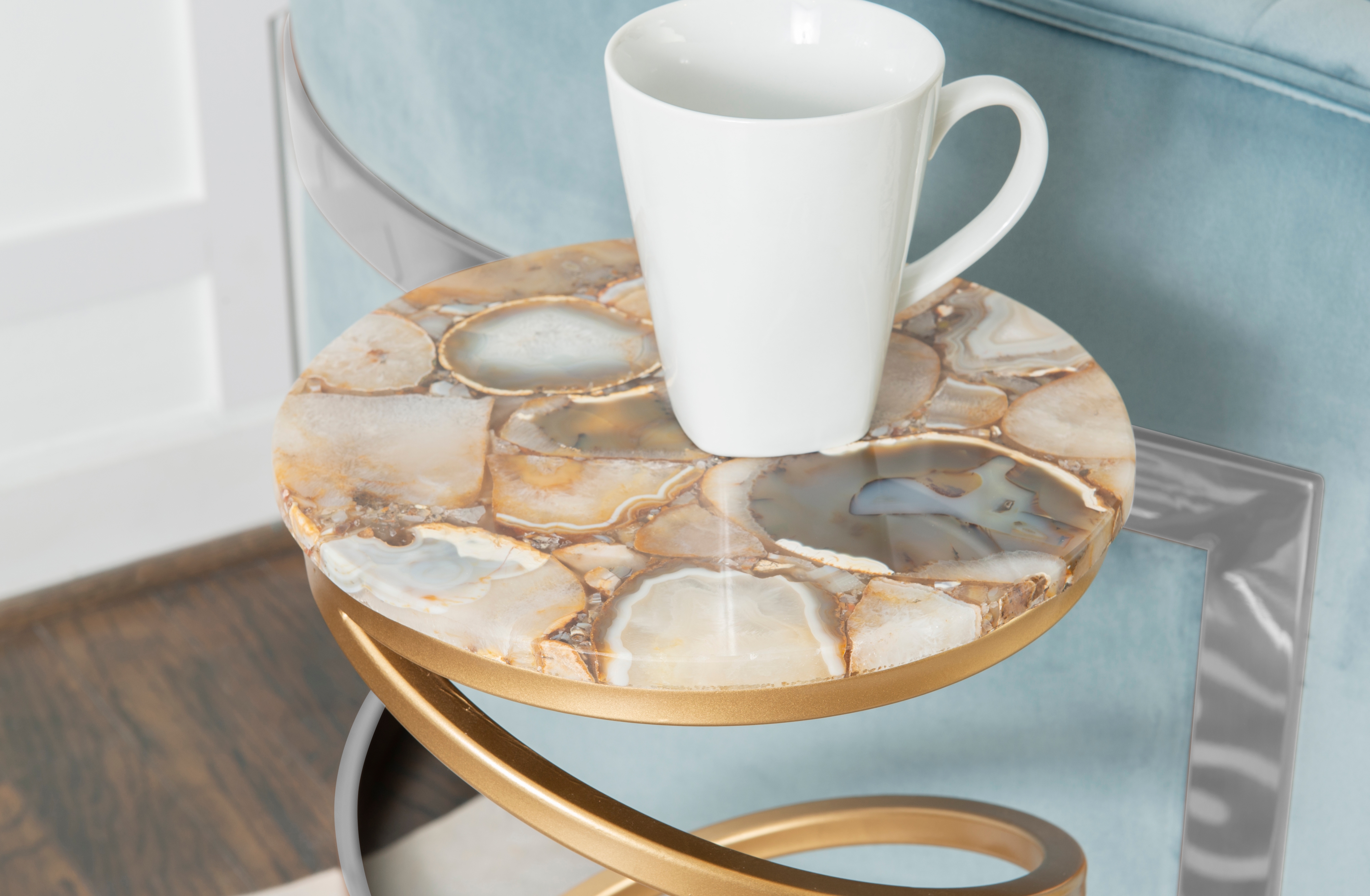 Spiral Drink Table Amber Agate