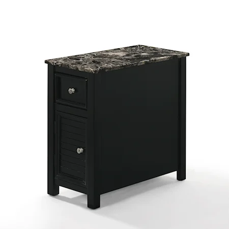 Contemporary One Drawer End Table with Faux Marble Top